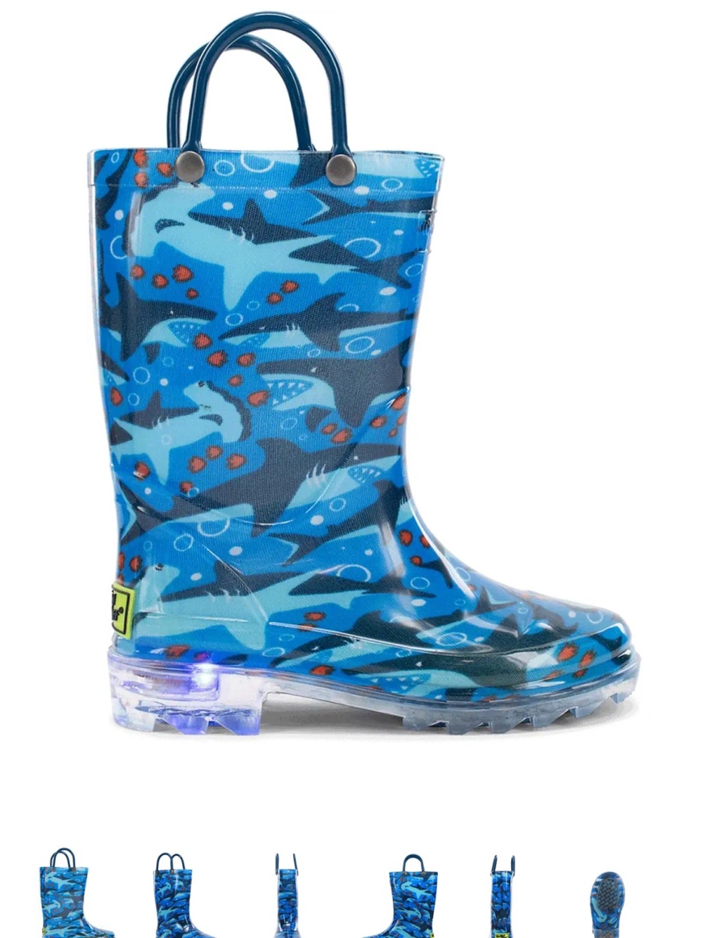 Western Chief Blue Shark Print Light-Up Rain Boot